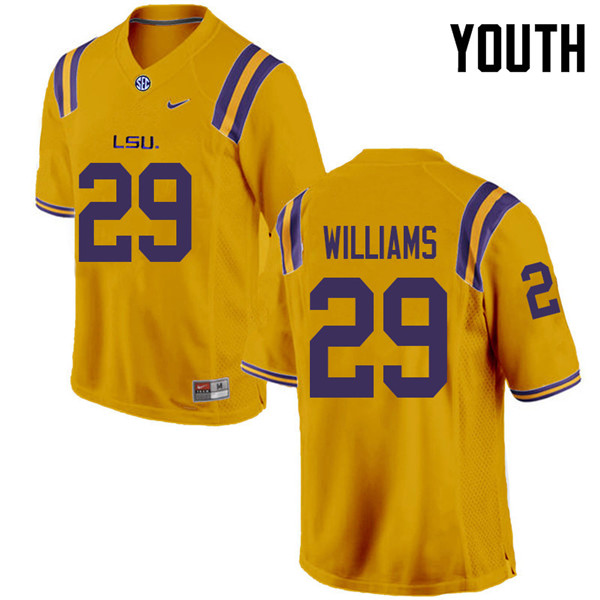 Youth #29 Greedy Williams LSU Tigers College Football Jerseys Sale-Gold